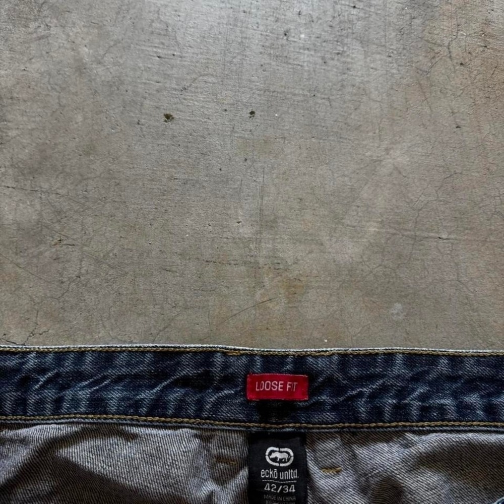 Baggy Ecko Unltd. Loose Wide Leg Denim Jeans Surf Summer Vintage Y2K 42x30 - Picture 7 of 7